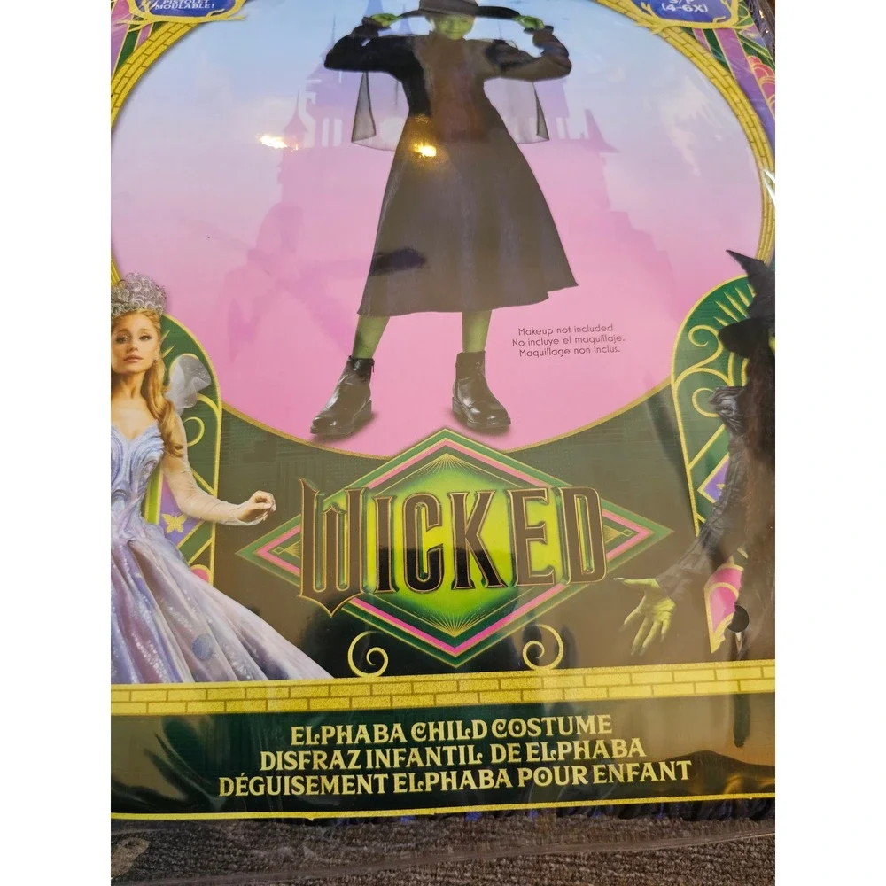 Disguise Wicked Elphaba Child Costume Dress Cape Hat S/P 4-6X Dress Up Witch NEW - Picture 3 of 8